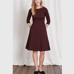 Boden Burgundy Curve and Flare Dress